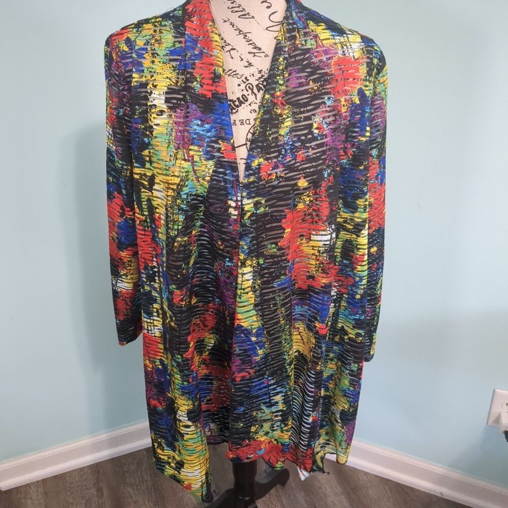 Ali Miles Multicolor Abstract Cardigan open front medium